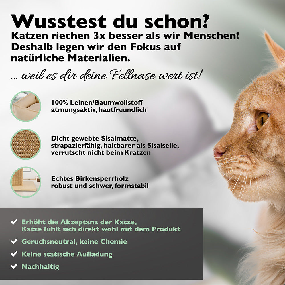 Kratzbaum TAN beige natürliche Materialien geruchsneutral vorteile holz